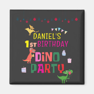 Niedliche moderne Dino Dinosaur Kid's Geburtstagsp Magnet