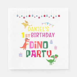 Niedliche moderne Dino Dinosaur Kid's Geburtstagsp Serviette
