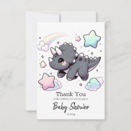 Niedliche moderne Dinosaurier Babydusche Dankeskarte