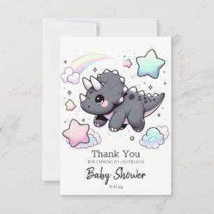 Niedliche moderne Dinosaurier Babydusche Dankeskarte