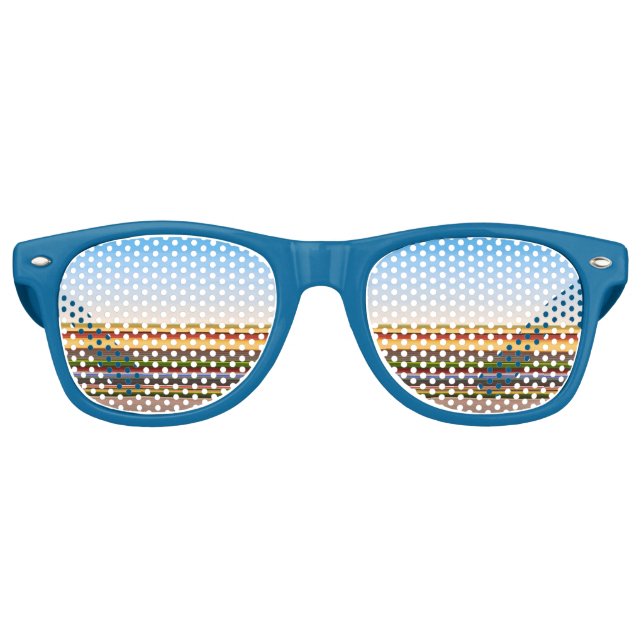 Niedliche, moderne, farbenfrohe Streifen Partybrille (Vorderseite)