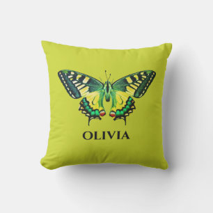 Niedliche moderne Fotografie Butterfly Green Kissen