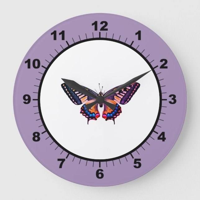 Niedliche moderne Fotografie Butterfly Große Uhr (Vorderseite)