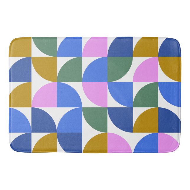 Niedliche moderne geometrische Formen Blau Lila Badematte (Vorderseite)