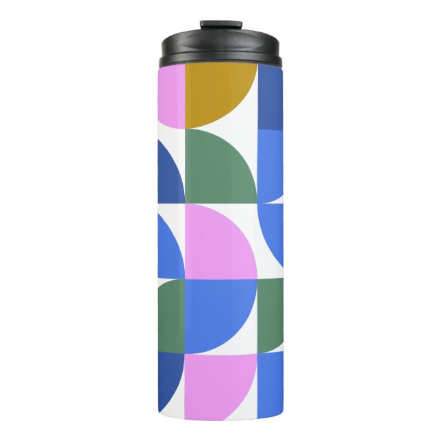 Niedliche moderne geometrische Formen Blau Lila Thermosbecher (Vorderseite)