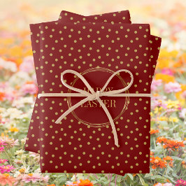 Niedliche moderne Goldpolka Dots Christlich glückl Geschenkpapier Set