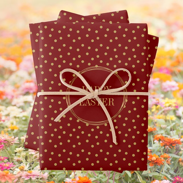 Niedliche moderne Goldpolka Dots Christlich glückl Geschenkpapier Set (Cute Modern Gold Polka Dots Christian Happy Easter Wrapping Paper Sheets)
