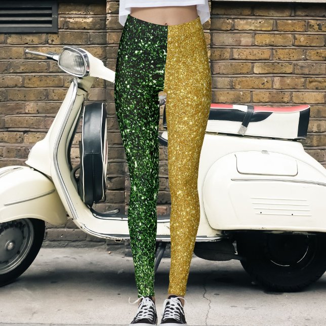Niedliche, moderne Green Gold Glitzer Glitzern far Leggings (Von Creator hochgeladen)