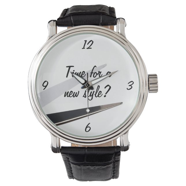 niedliche, moderne Haarstylistin-Retroschere Armbanduhr (Vorderseite)