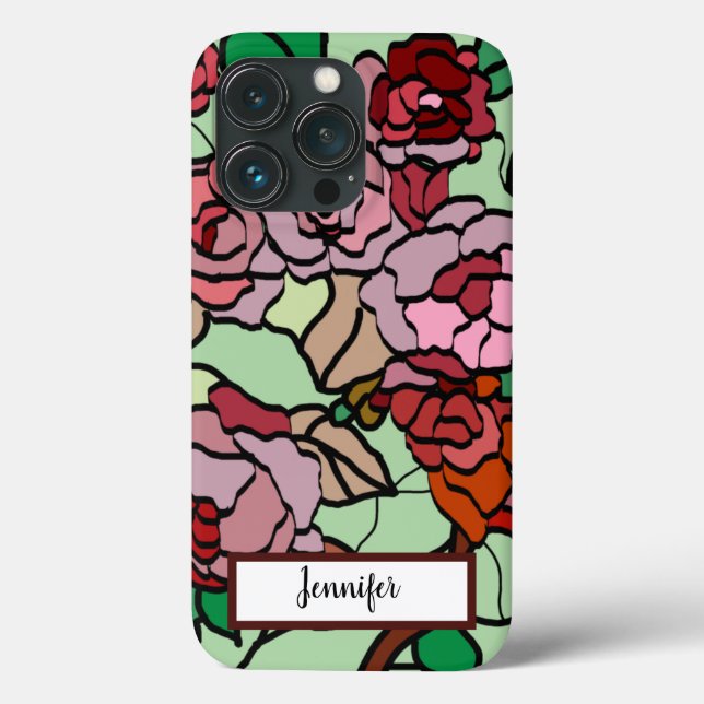 Niedliche moderne helle rote Blume Minze Case-Mate iPhone Hülle (Rückseite)