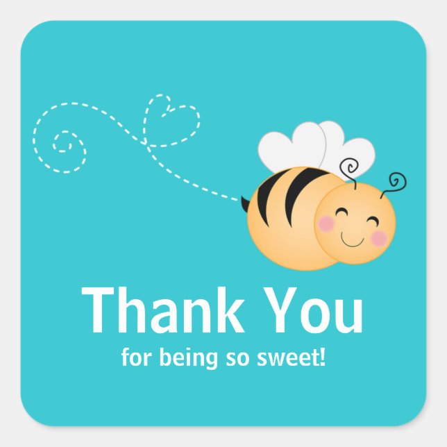 Niedliche, moderne Honey Bee Baby Dusche Einladung Quadratischer Aufkleber (Vorderseite)