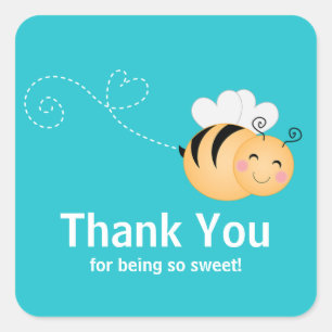Niedliche, moderne Honey Bee Baby Dusche Einladung Quadratischer Aufkleber