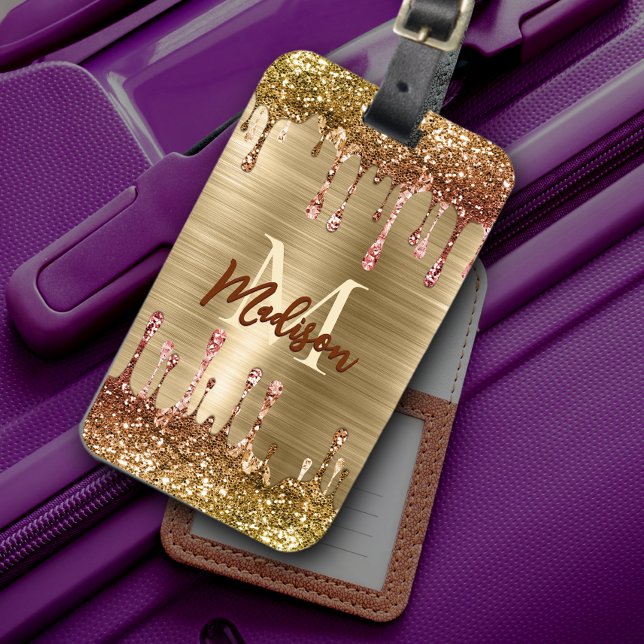 Niedliche moderne Imitate Gold Glitzer Tropfen Mon Gepäckanhänger (Von Creator hochgeladen)