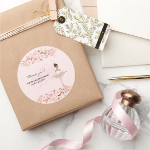 Niedliche moderne Kleine Ballerina Foto Babydusche Runder Aufkleber