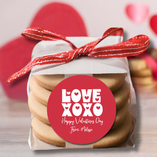 Niedliche moderne, kühne Liebe des Roten Valentins Runder Aufkleber