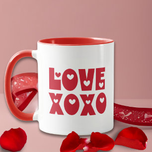 Niedliche moderne, kühne Liebe des Roten Valentins Zweifarbige Tasse