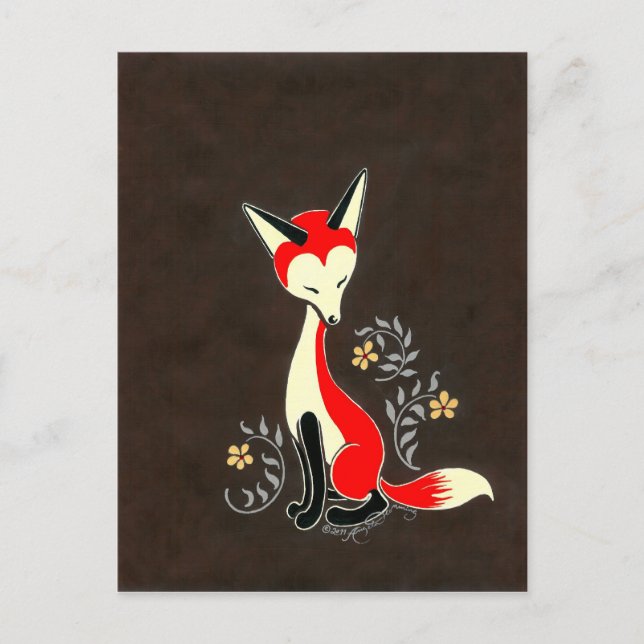 Niedliche moderne Künstlerische Foxenmalerei Postkarte (Vorderseite)