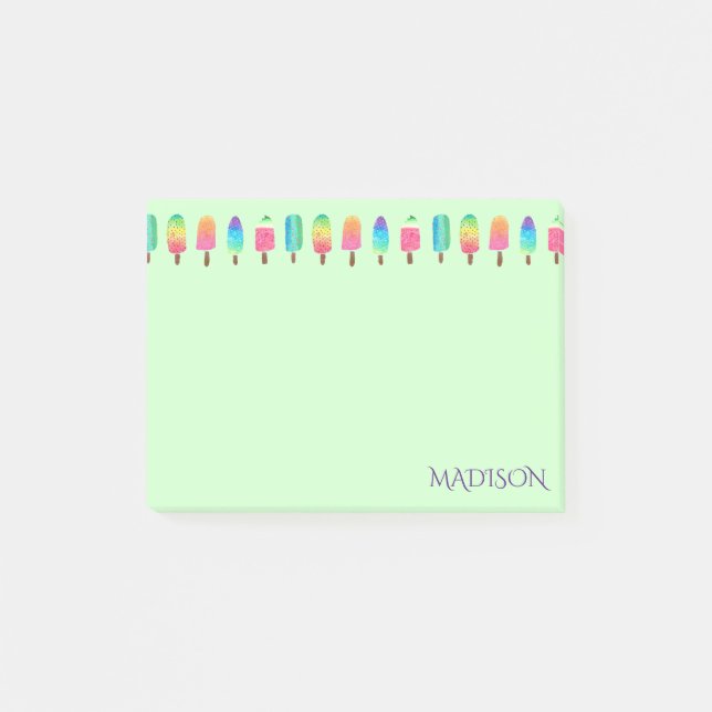 Niedliche moderne Lila Grüne Population Muster Gir Post-it Klebezettel (Vorderseite)