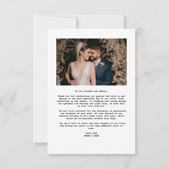 Niedliche moderne Minimalistische Overlay-Hochzeit Dankeskarte (Rückseite)