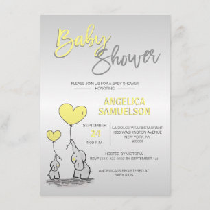 Niedliche, moderne, neutrale Gelbkleber-Babydusche Einladung