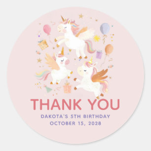 Niedliche moderne Pastel Unicorns Geburtstag Viele Runder Aufkleber