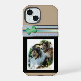 Niedliche moderne, raue Colliese Hundekunst iPhone 15 Hülle