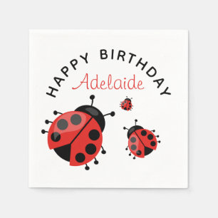 Niedliche moderne Red Ladybug Happy Birthday Custo Serviette
