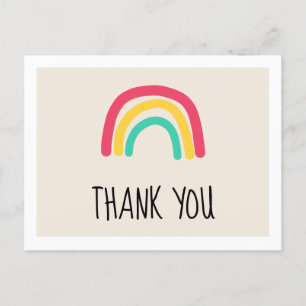 Niedliche moderne Regenbogen Babydusche Danke Postkarte