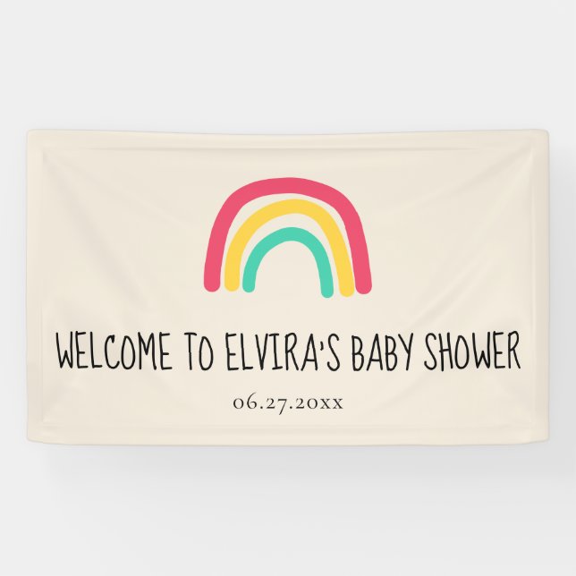 Niedliche moderne Regenbogenbrause Begrüßung Banner (Horizontal)