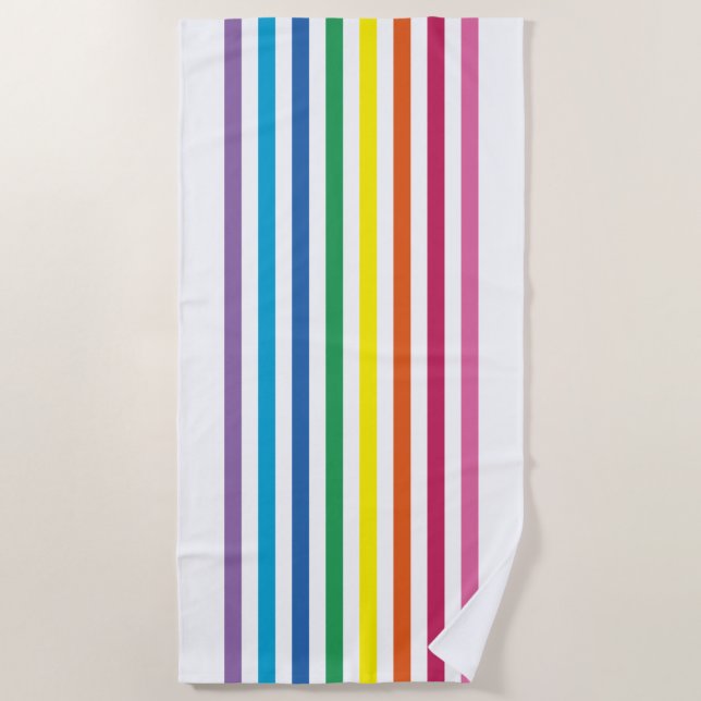 Niedliche, moderne Regenbogenfarben Muster Streife Strandtuch (Vorderseite)