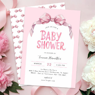 Niedliche moderne rosa Coquette Bow Girl Babydusch Einladung