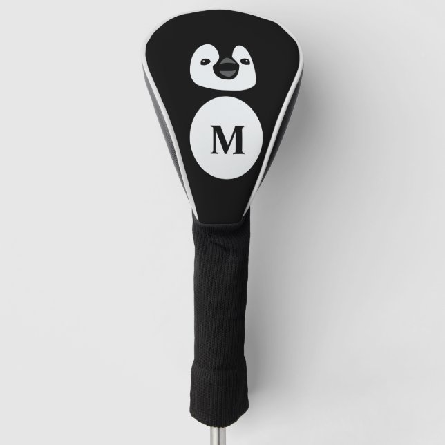 Niedliche moderne Schwarzweiß-Pinguin-Abbildung Golf Headcover (Vorderseite)