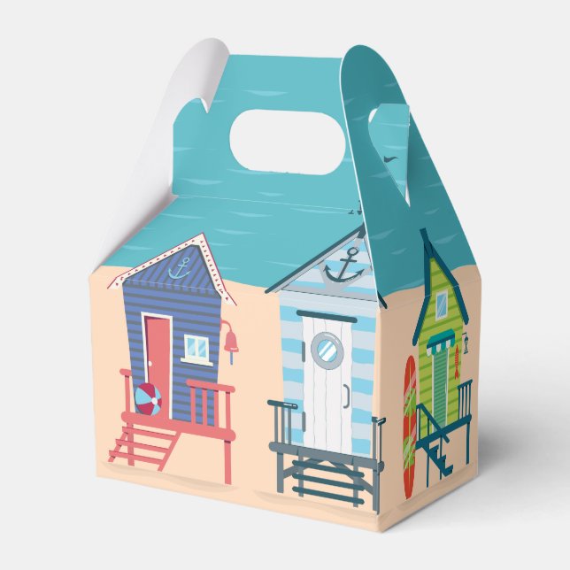 Niedliche moderne Strandhütten Sommerurlaub Kunst Geschenkschachtel (Rückseite)