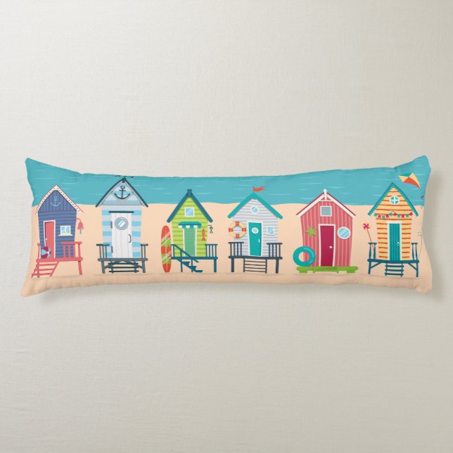 Niedliche moderne Strandhütten Sommerurlaub Kunst Seitenschläferkissen (Vorderseite)