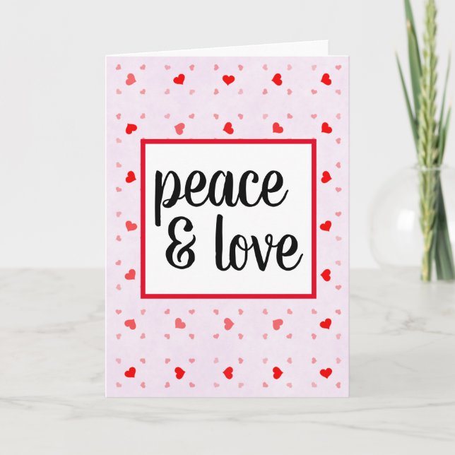 Niedliche moderne Typografie - Frieden und Liebe Karte (Vorderseite)