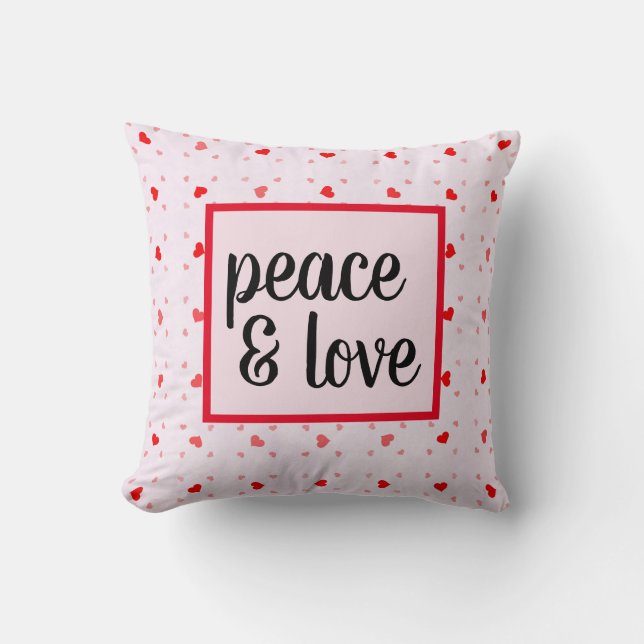 Niedliche moderne Typografie - Frieden und Liebe Kissen (Vorderseite)