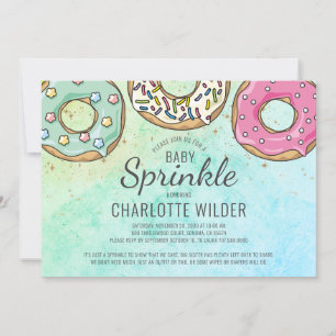 Niedliche moderne Wasserfarbe Donut Baby Sprinkle Einladung