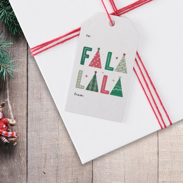 Niedliche moderne Whimsical Fa La La Holiday Geschenkanhänger (cute, whimsical and fun Fa La La La Christmas typography gift tag)