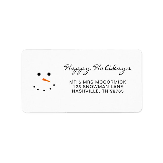 Niedliche, moderne White Snowman-Face-Adresse Adressaufkleber (Vorne)
