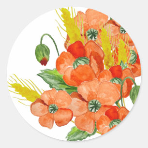 Niedliche Mohnblüten-Blume Runder Aufkleber