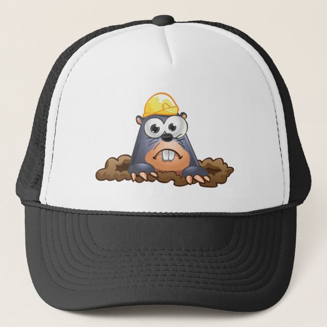 Niedliche Mole-grabender Cartoon Truckerkappe (Vorderseite)