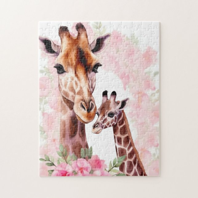 Niedliche Mommy & Baby-Giraffe (Vertikal)