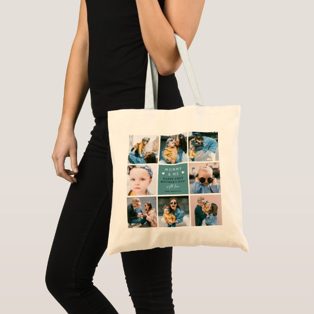 Niedliche "Mommy & Me" FotoCollage 1. Mutter Tragetasche (Vorderseite (Produkt))