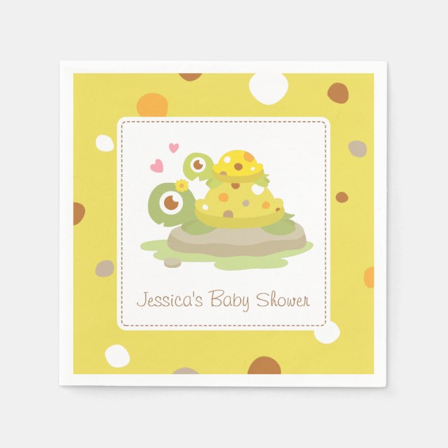 Niedliche Mommy Turtle Baby Dusche Party Supplemen Serviette (Vorderseite)