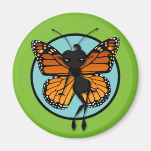 NIEDLICHE MONARCH-SCHMETTERLINGS-DAME ROUND MAGNET