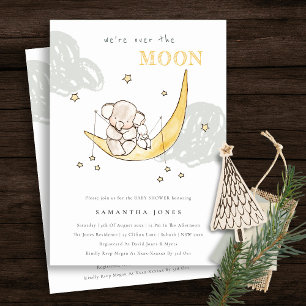Niedliche Mondstars Elephant Bunny Baby Shower lad Dankeskarte