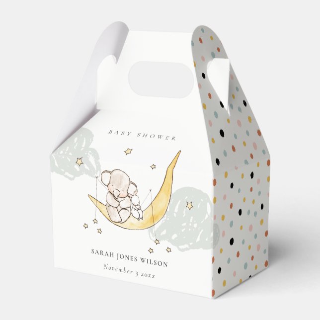 Niedliche Mondstars Elephant Bunny Neutral Baby Sh Geschenkschachtel (Vorderseite)