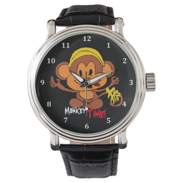 Niedliche Monkey Time Watch mit chinesischem Chara Armbanduhr (Vorderseite)
