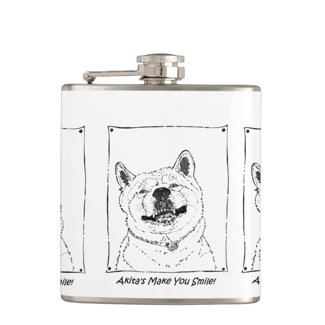 niedliche monochrome Aufnahme eines lustigen Hunde Flachmann (Vorderseite)