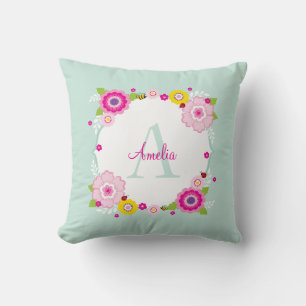 NIEDLICHE MONOGRAM Gartenanlage Blume Blumenrosa M Kissen